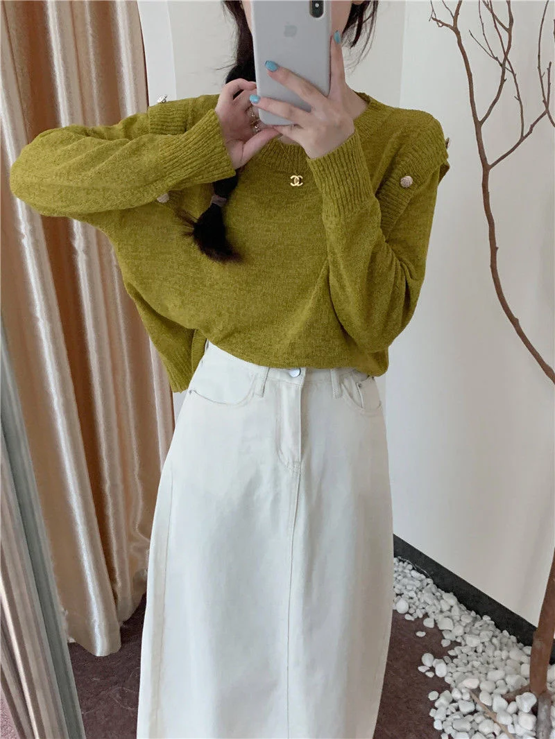 

2022 Autumn New Loose Outer Wear Design Sense Of Niche Small Fragrance Knitted Bottoming Shirt Top