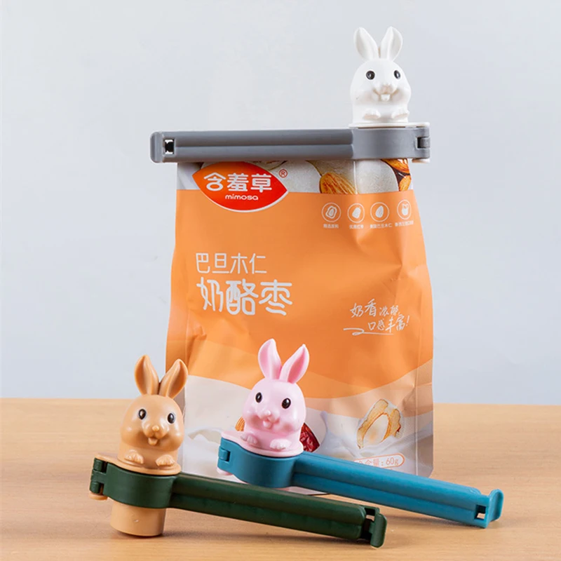 

Kawaii Rabbit Food Sealing Clips Discharge Nozzle Sealing Clip Food Milk Storage Organizer Fresh Keeping Sealer Clamp With Lid