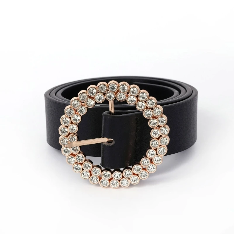 

Daily Commute Woman Belts with Circle Buckle Pin Buckle Waist Belt Nightclub Dresses Skirt Coat Waistband