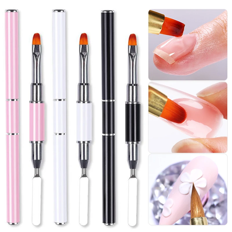 

Dual Ended Nail Art Brush Mixing Spatula Stick Painting Drawing French Acrylic UV Gel Extension Building Liner Pen Manicure Tool