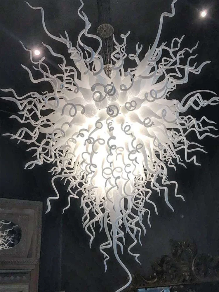 

Nordic White Chandelier Home Decoration Luxury Aesthetic Wedding Style Ceiling Lights Hand Blown