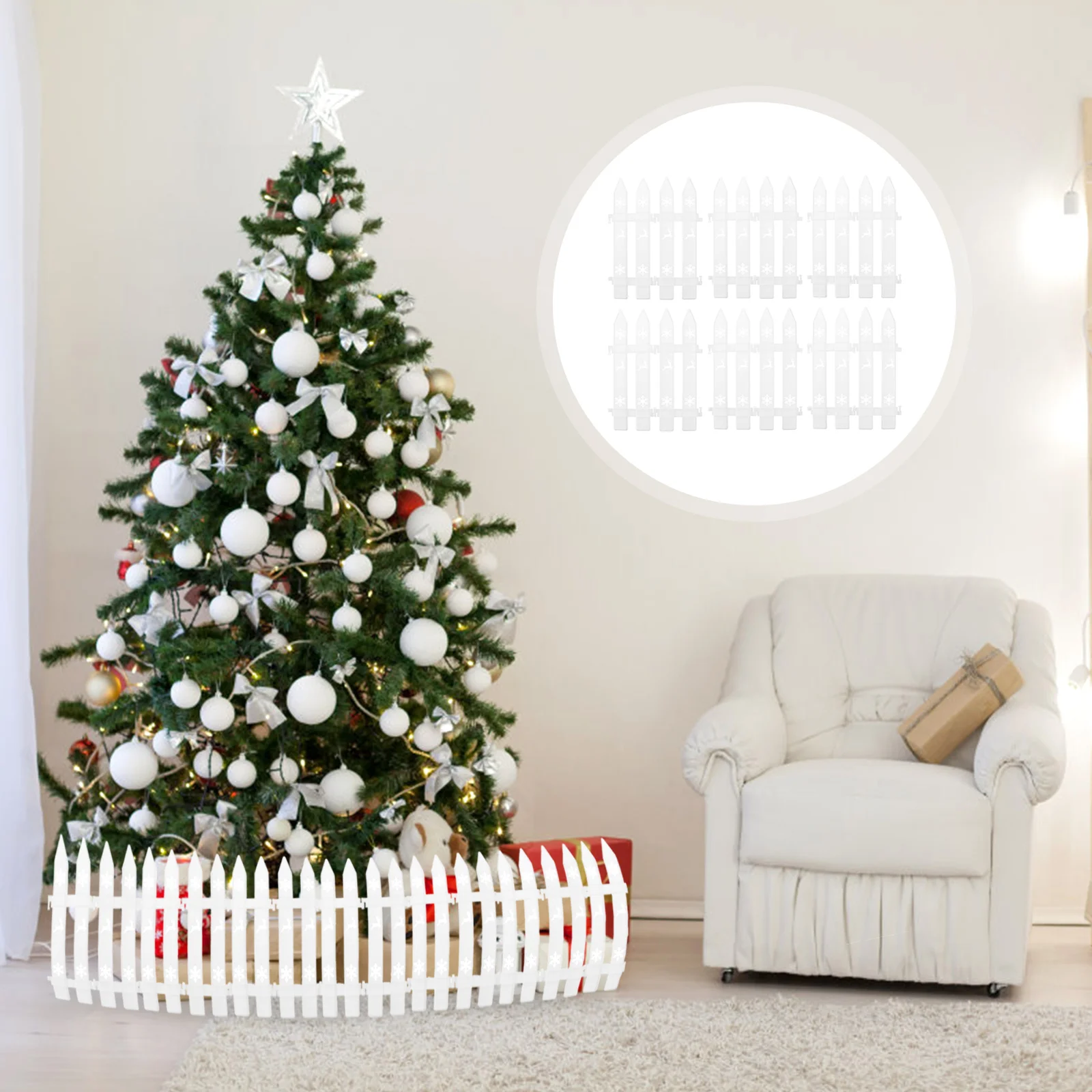 

Fence Christmas Tree Decorationspicket Decoration White Pet Wood Ornament Home Miniature Little Fences Gate Accessories