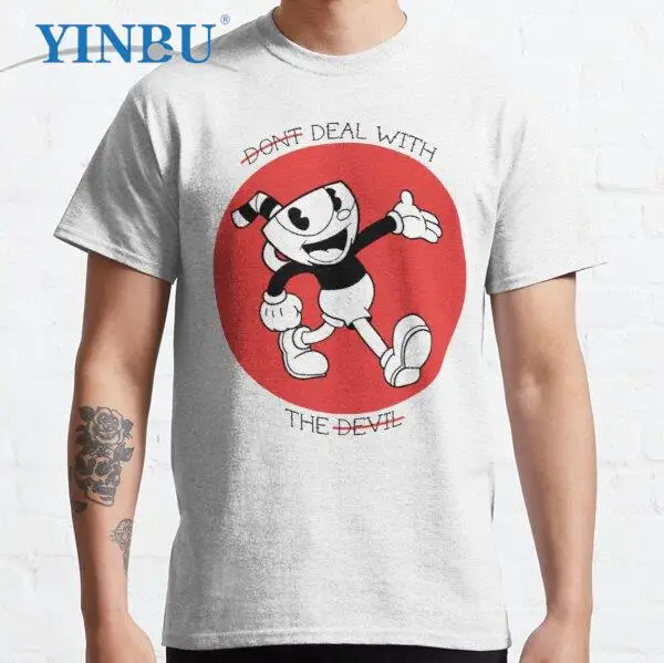 

Cuphead- Don t deal with the devil YINBU Brand High quality Men's short Graphic Tee