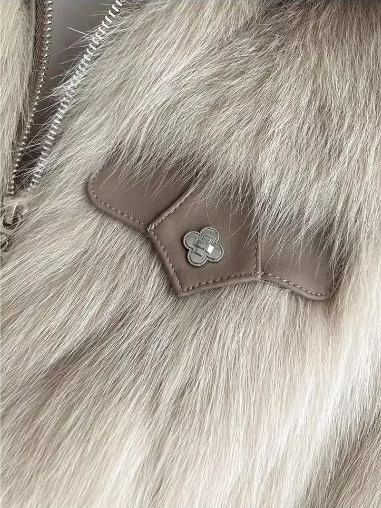 Женская шуба с откидным воротником из искусственного лисьего меха новинка 2024