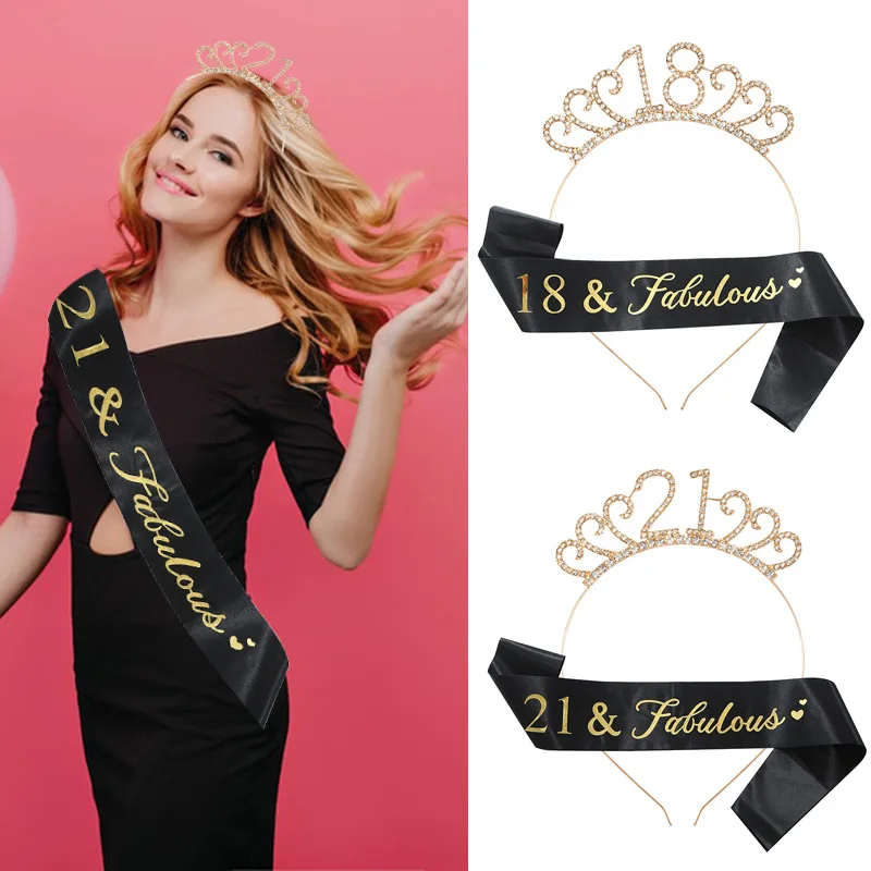 

Birthday Party Digital Crown Hair Band Shoulder Belt Etiquette Band 18 21 30 40 50 60 70 Birthday Headwear Girl