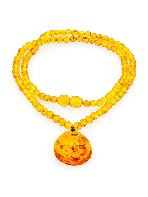 Ожерелье из натурального балтийского янтаря ярко-лимонного цвета Лаура |