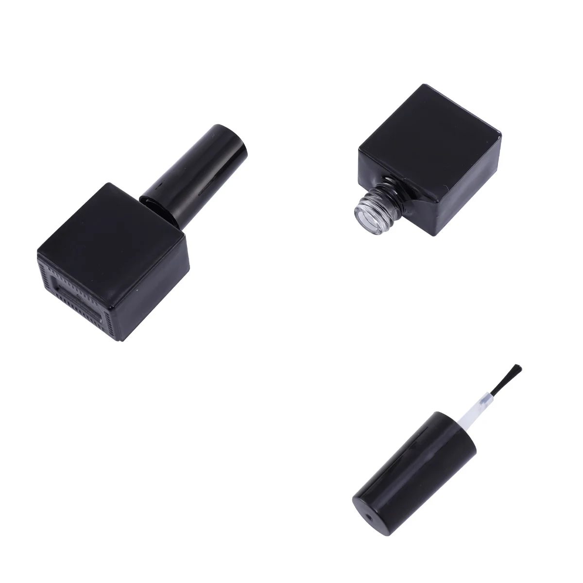 

12PCS Glass Black Refillable Round Bottles Nail Contaniers Samples Bottles