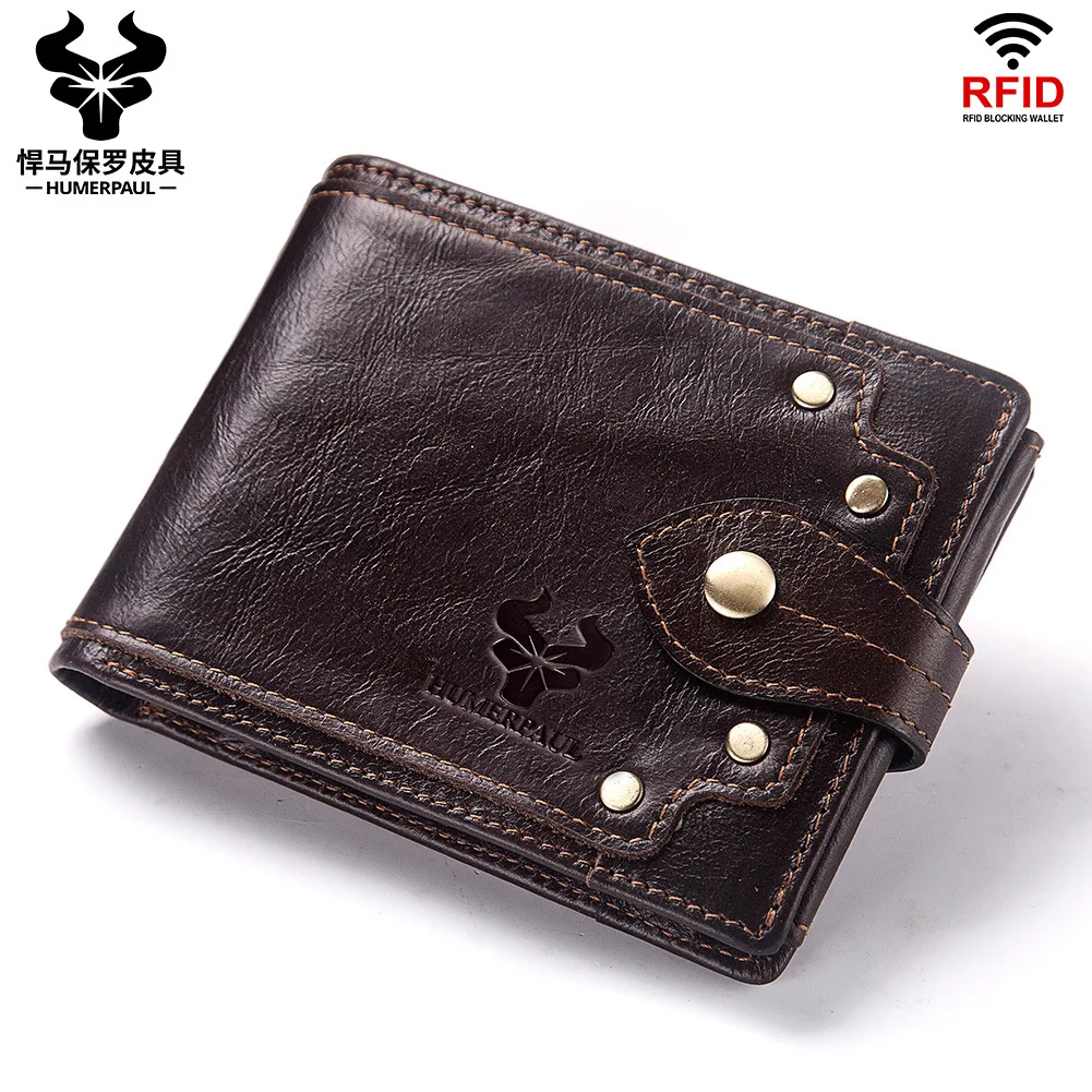 

Многофункциональный бумажник из воловьей кожи с RFID-защитой и слотом для карт