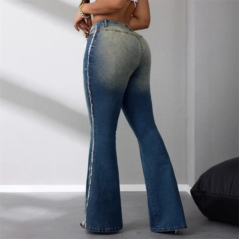 Benuynffy уличная одежда расклешенные джинсы с необработанной отделкой женские в