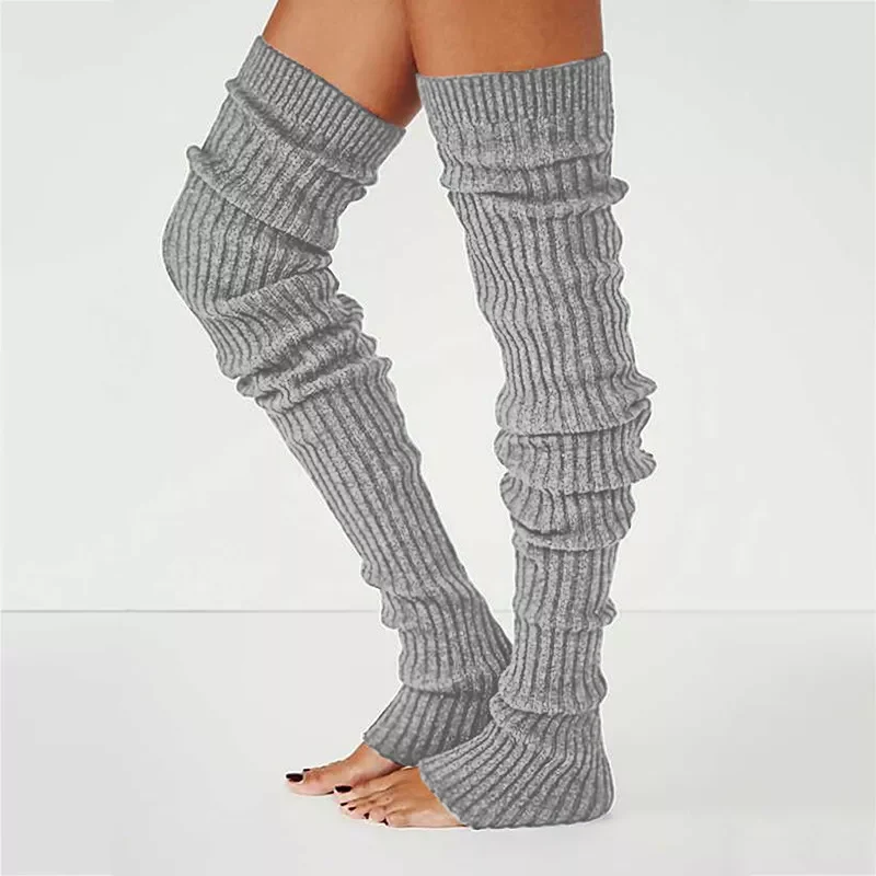 Long Warm Leg Warmers Knitting Knee High Socks Girl Boot Topper Sock Skinny Stockings Knitted Crochet Long Socks