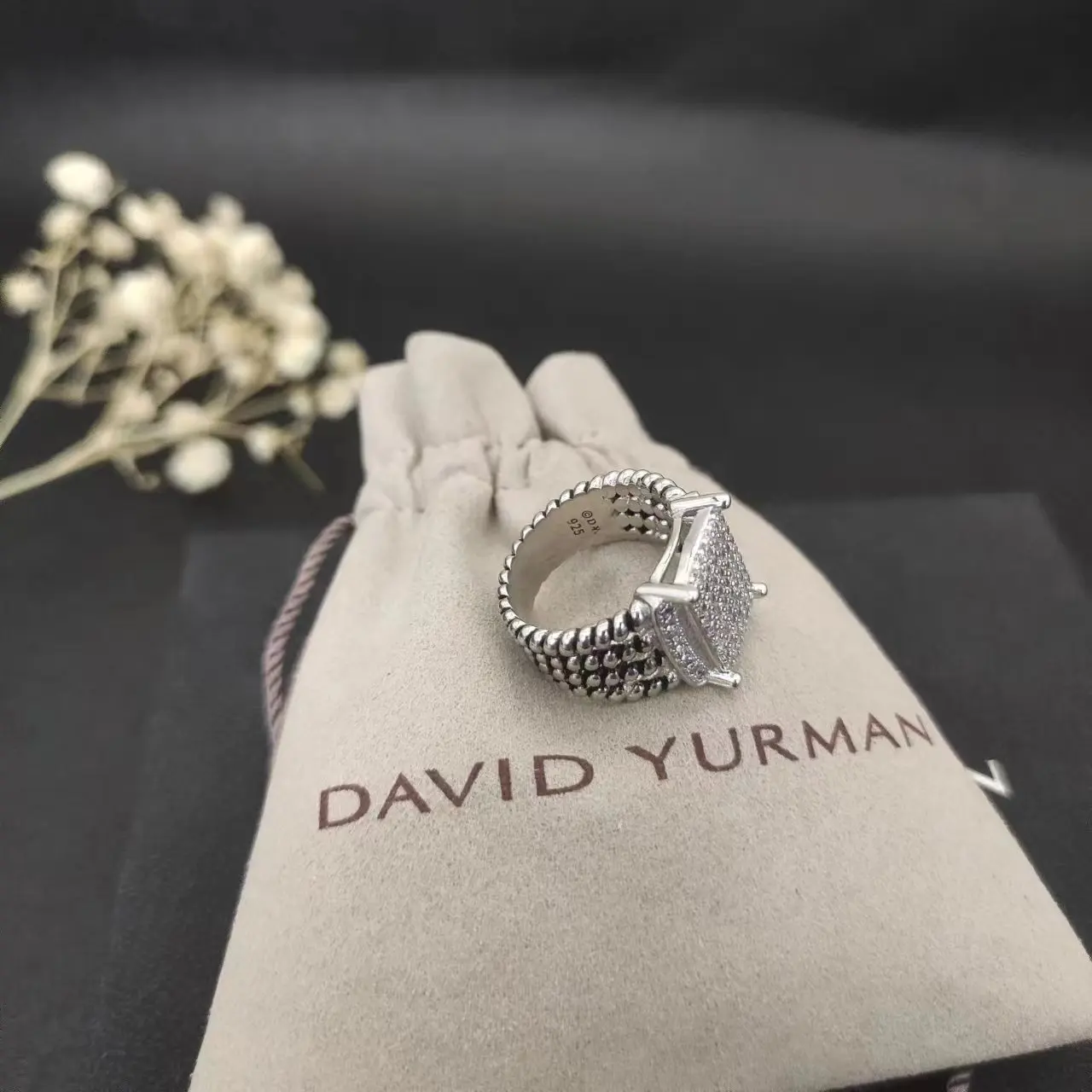 Popular Jewelry David Yurman Rings for Woman DY Eden Emerald Diamond Eternity Band  Silver 925 Plated Platinum