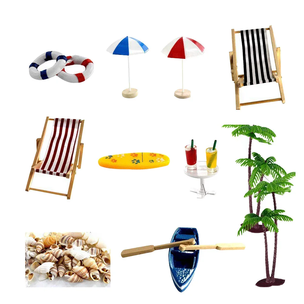 

Beach Set Beach Miniatures Beach Figurines Beach Decor Resin Ornaments Fairy Beach Garden for Kids DIY
