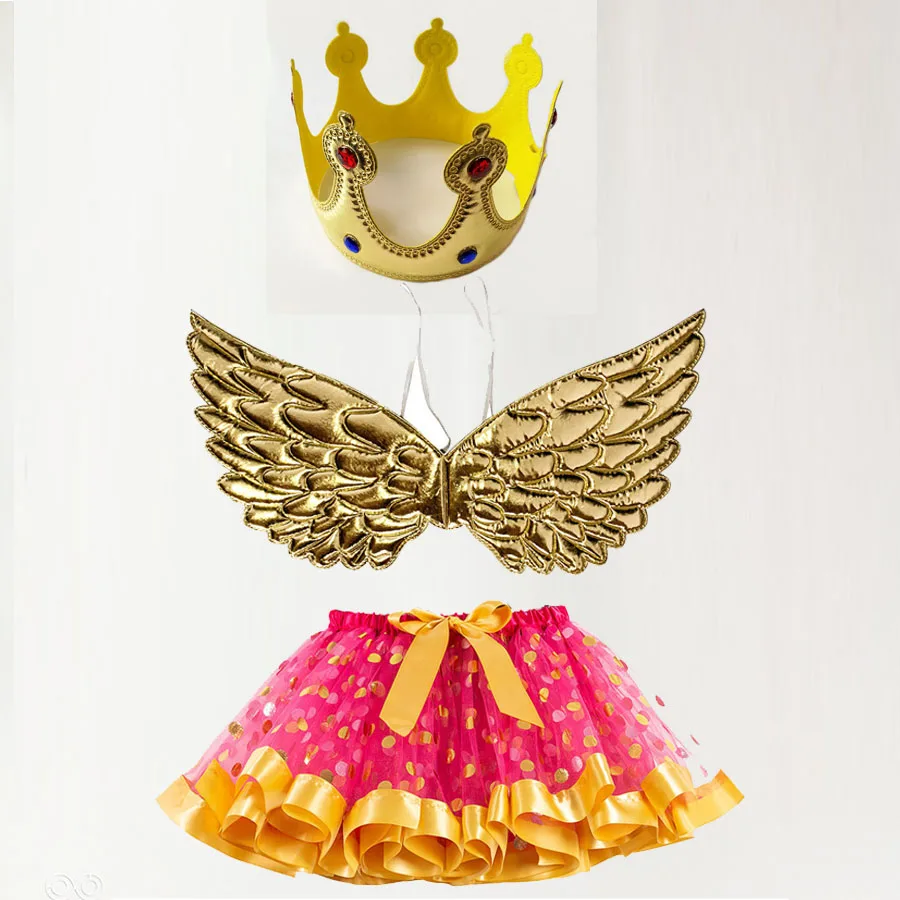 Christmas Tutu Skirts Crown Wing Angel Cosplay Costume For Girls Children Kids Halloween Clothing Party | Тематическая одежда и