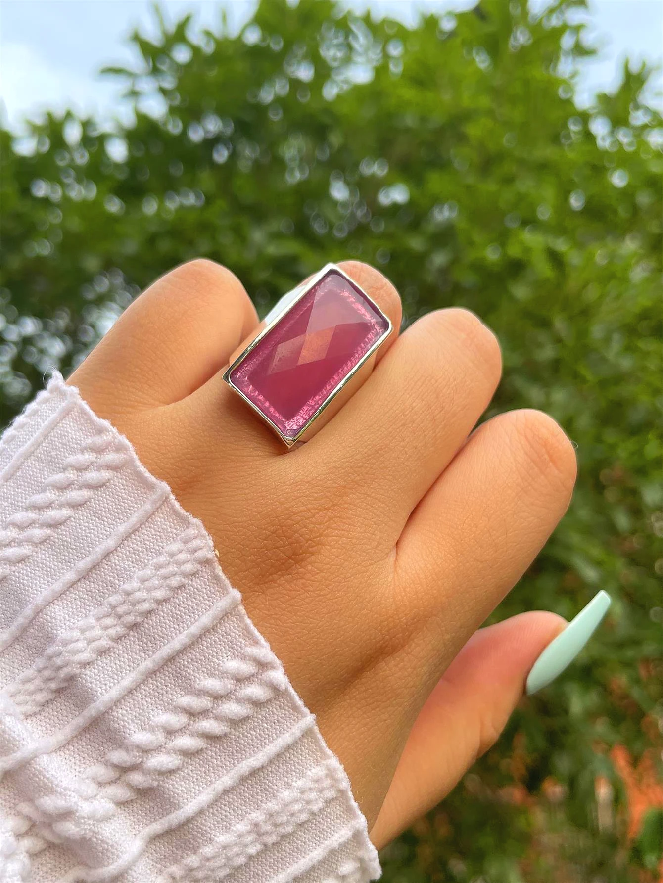 

Роскошные большие прямоугольные розовые кольца ANGLANG AAAAA + Zicon для женщин/мужчин с блестящим кубическим цирконием парные кольца Свадебные обр...