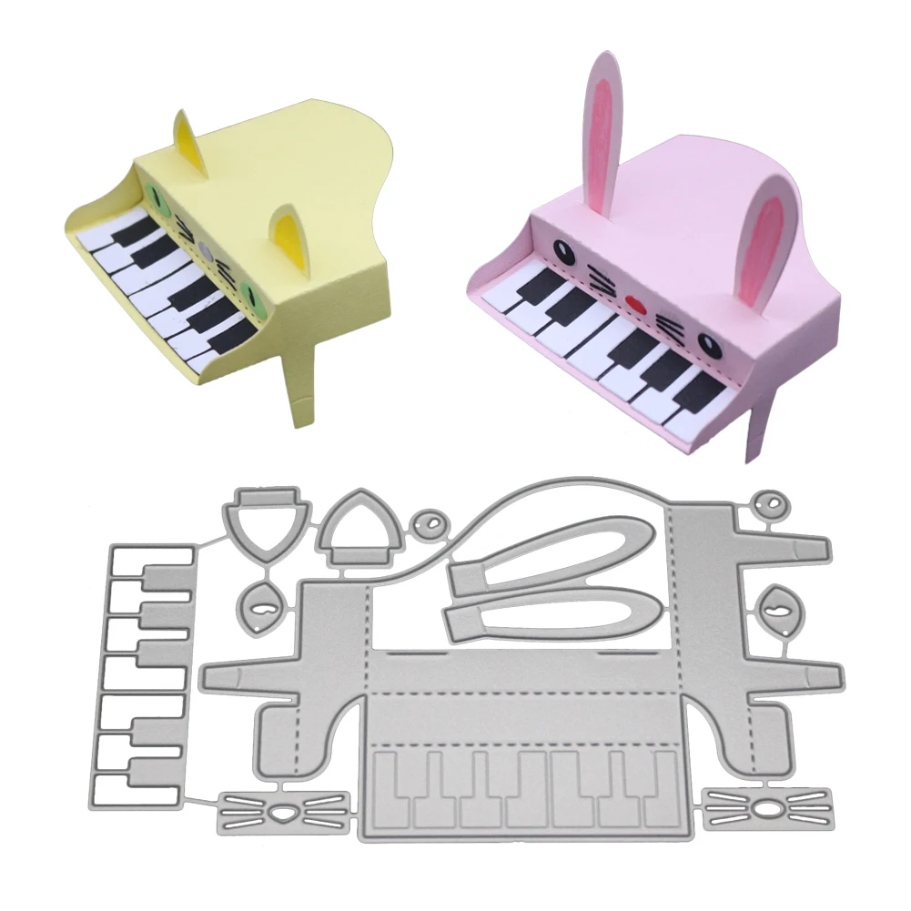 Милый кролик фортепиано и кошка металлические штампы канцелярские инструменты