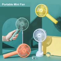 mini handheld fan portable usb rechargeable battery cooling desktop with base mobile phone bracket 3 modes for travel outdoor
