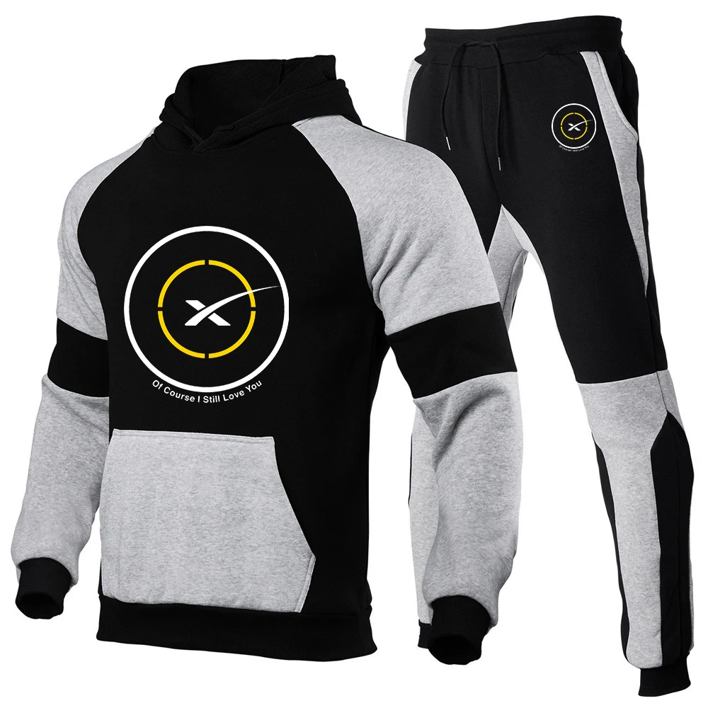 

2022 SpaceX Space X Logo Printing Men's Fashion Hoodie Sportswear Clothes Jogging Tracksuit Running Sport SuitsPant 2Pcs Sets