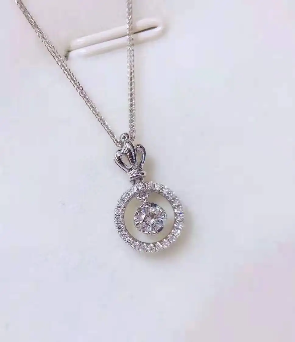 

Genuine 925 Sterling Silver 45cm Pendant Necklaces for Women VS2 Diamond Bizuteria Collares Mujer Crown Pendant Girls