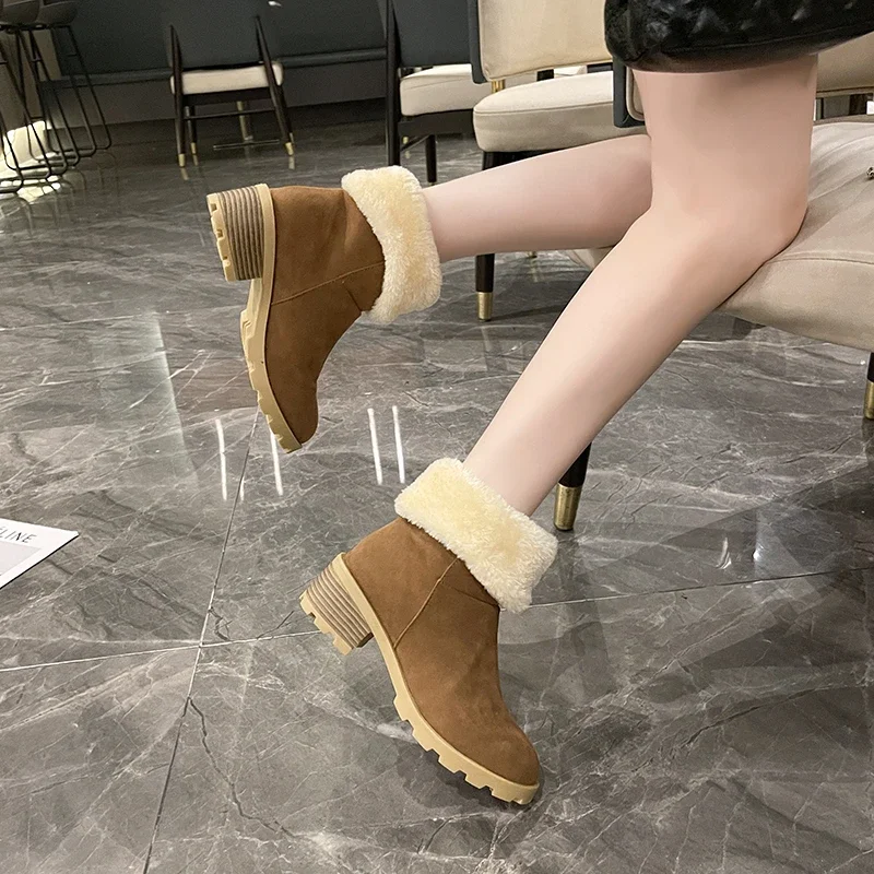 

Женские ботинки без шнуровки, модные повседневные ботинки с закругленным носком, до середины икры, 2023