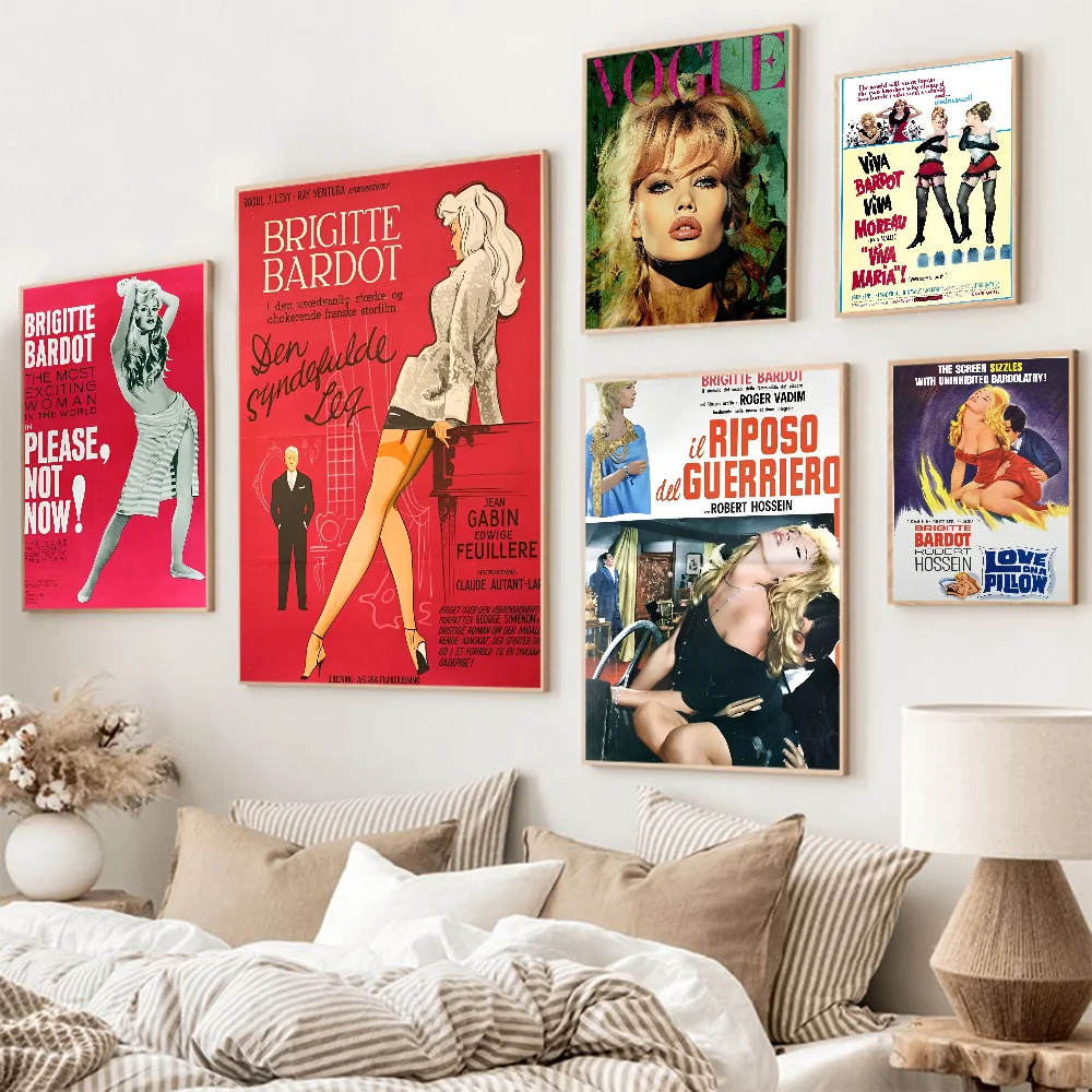 Brigitte Bardot Classic Vintage Posters Whitepaper Prints Artwork Kawaii Room Decor