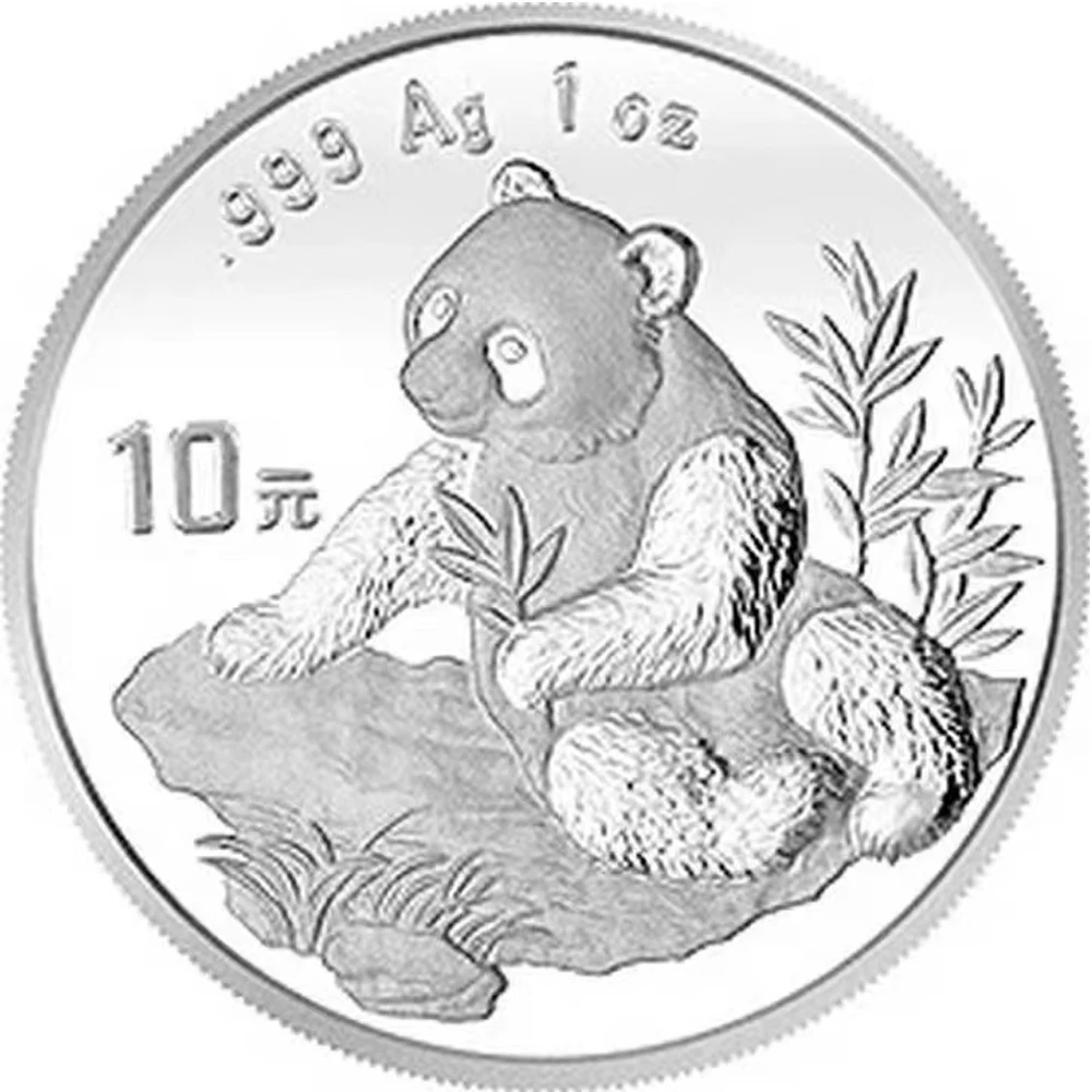 

1998 г., китайская Серебряная монета в виде панды, оригинальная Серебряная Памятная монета Ag.999 объемом 1 унция, соберите монеты со всего мира