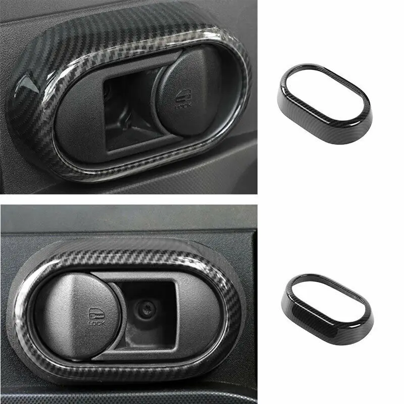 

For Jeep Wrangler Jk 2DR 2007-10 Carbon Fiber Interior Door Bowl Cover Trim 2X