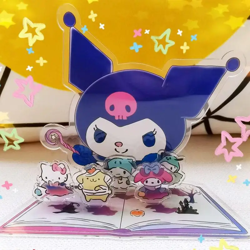 

Kawaii Sanrio Acrylic Stand-Up Anime Kuromi Melody Purin Cinnamoroll Shinchan Magic Halloween Stand-Up Hand-Run Student Ornament