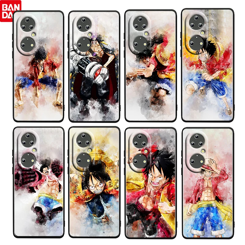 

ONE PIECE Oil Painting For Huawei P50 40 30 20 10 9 Lite E Mini Pro 4G 5G Soft Silicone Black Cover Phone Case Cover Funda Coque