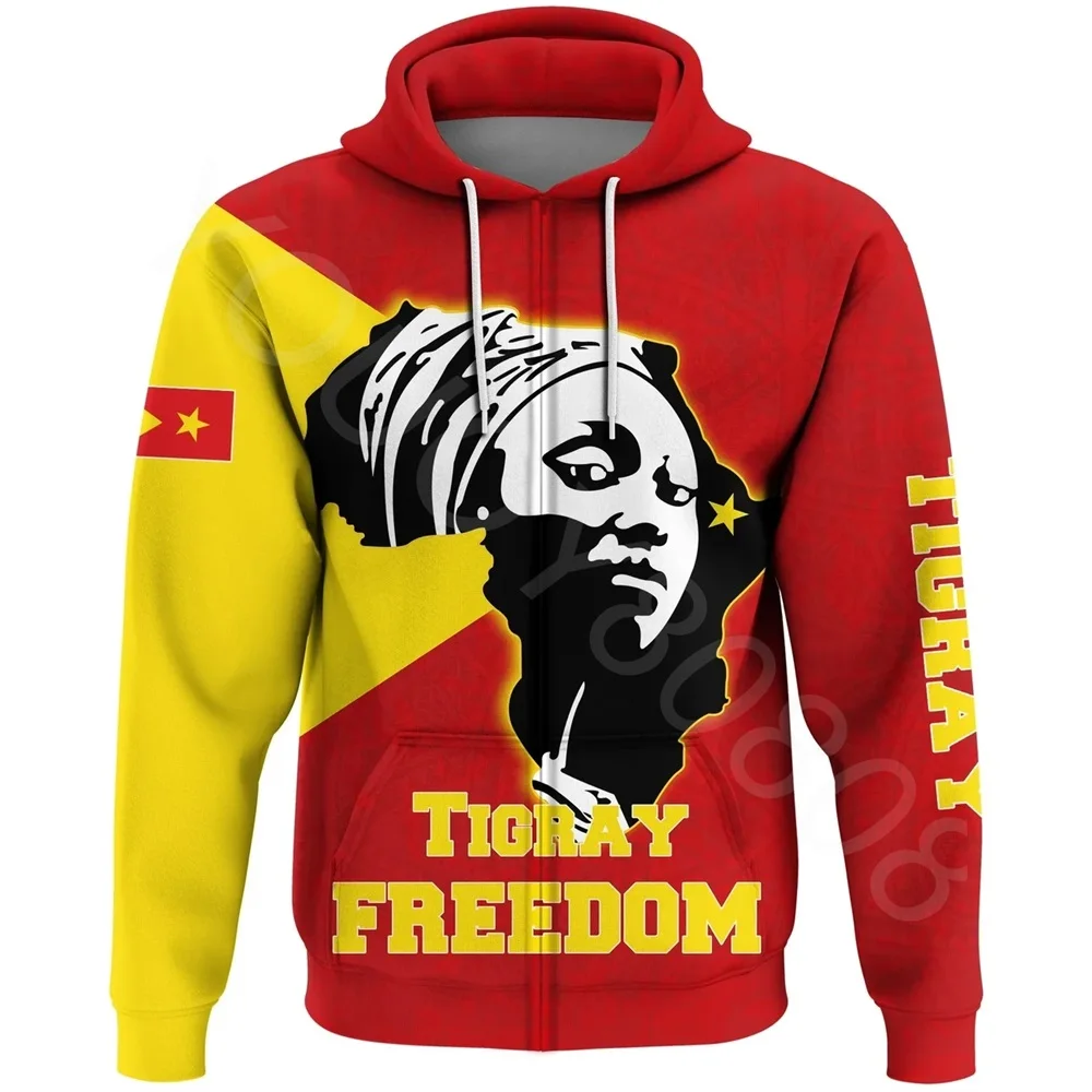 

African Region Country Flag Men's Casual Sweatshirt Loose Print Hoodie - Tigray Women's Freedom Zip Hoodie