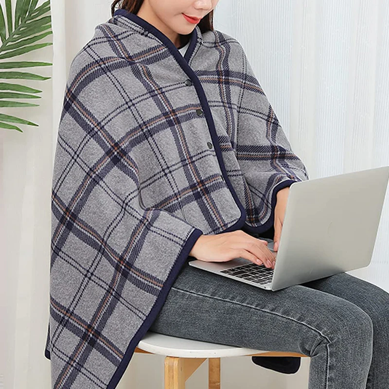 

100 × 140 см многофункциональное клетчатое Флисовое одеяло с пуговицами, теплое ворсовое одеяло для быстрого использования, женский портативный шарф, шаль