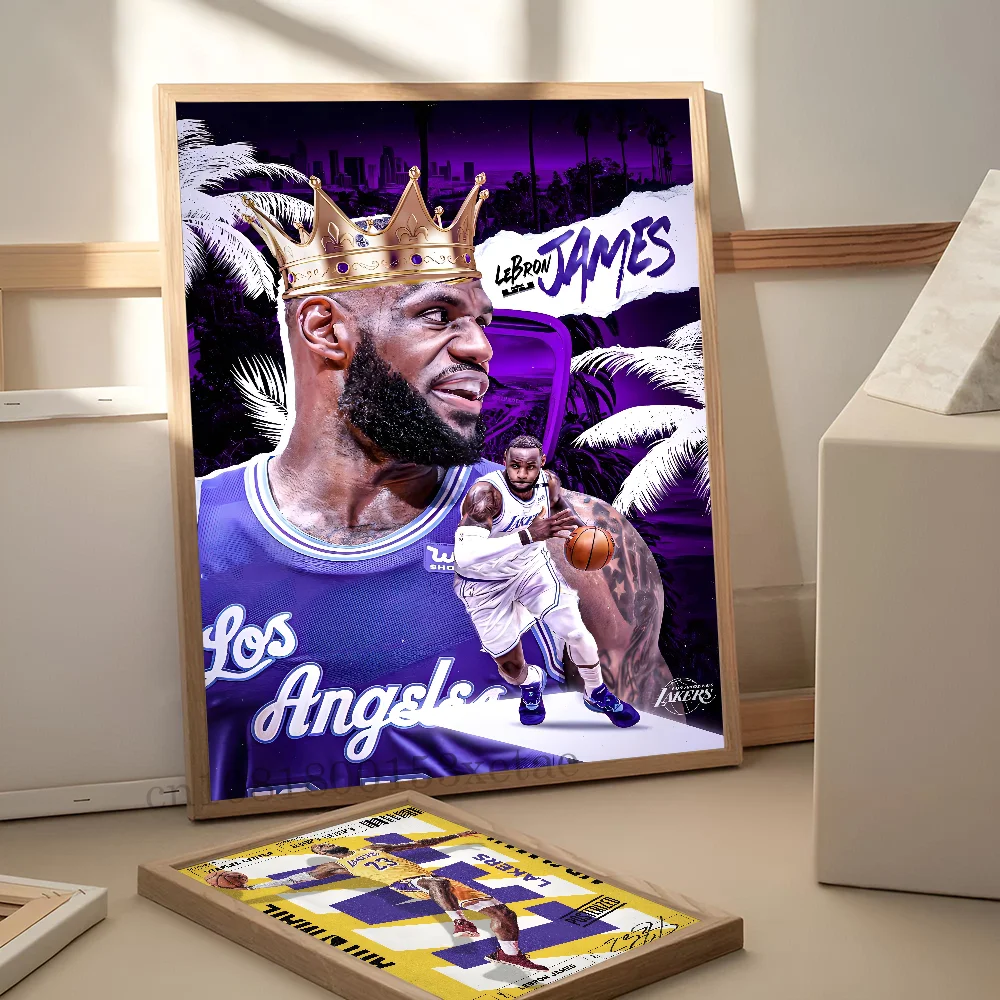 Баскетболист L-LeBron Джеймс плакат с бумажным принтом для дома гостиной спальни