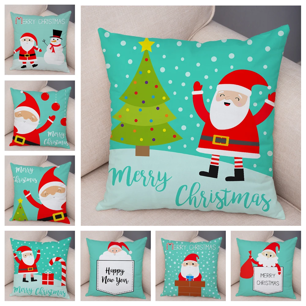 

Украшение для дома, Рождественская открытка с принтом Санта Клауса, подушка из полиэстера, подушка