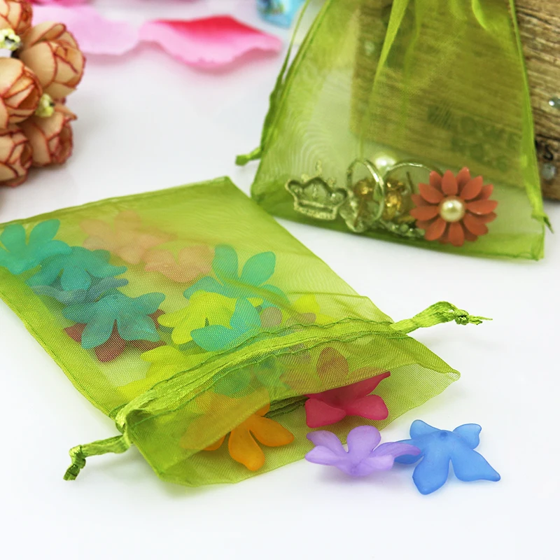 

150 pcs/batch Army Green Drawstring Organza Bag Wedding Candy Jewelry Packaging Display Beautiful Gift Bag 9x12cm