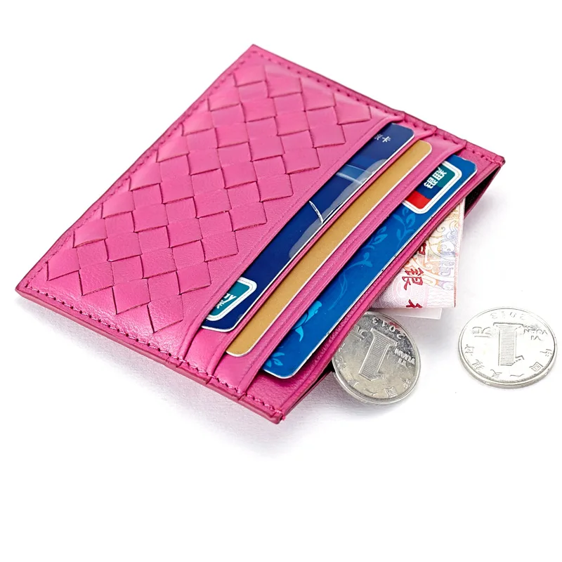 Genuine Leather Card Holder Luxury Design Credit Card Men's Mini Wallet Fashion Brand Woven Women's Coin Purse Simple Ultrathin