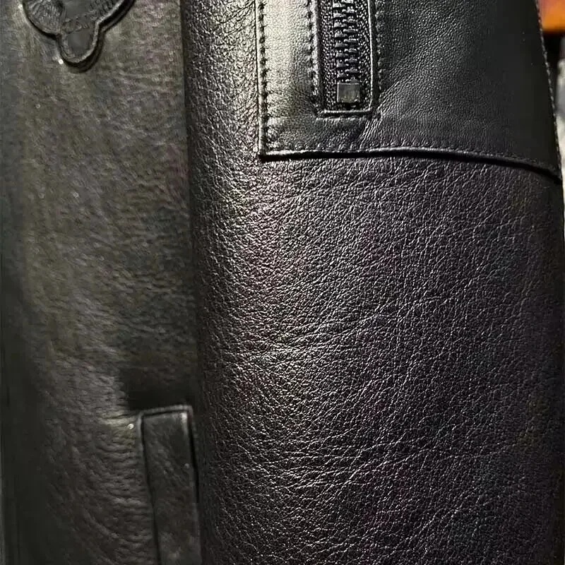 Новинка 2025 мужское пальто из натуральной овчины куртка с шерстяной подкладкой