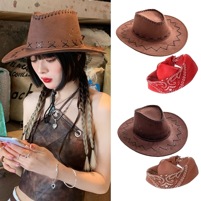 

Cowboy Hat Bandanas Bachelorette Western Cowboy Party Hats Travel Cowgirl Hats Women Performance Hat Cowboy Cosplay Prop