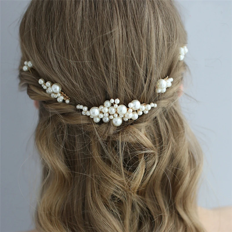 

5Pcs/Set Pearl Bridal Women Hairpins Fashion Pearls Wedding Hair Comb Hair Accessories Bride Hair Ornaments Jewelry White Pearls