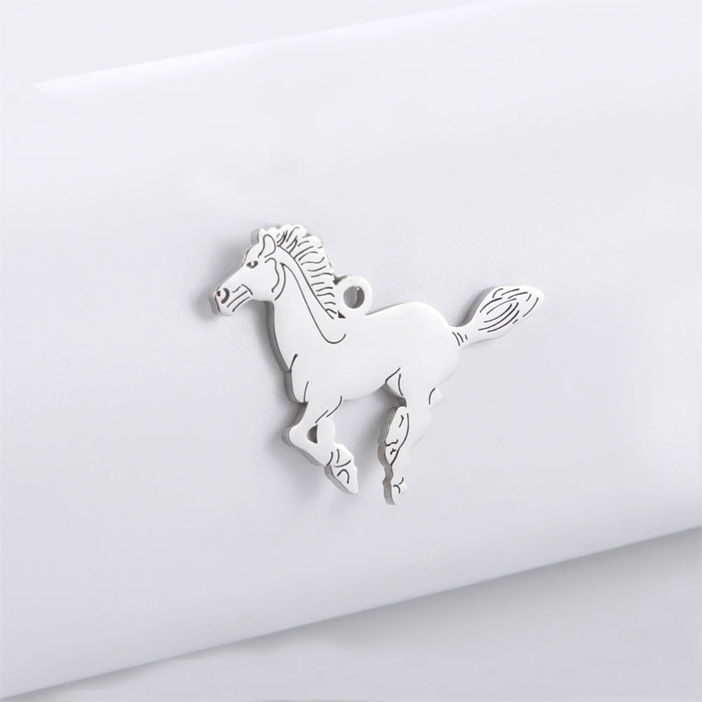 3pcs/Lot Wholesale Necklace Horse Charms Findings Stainless Steel Animals Pendants Accessories For Jewelry Making Diy Gifts