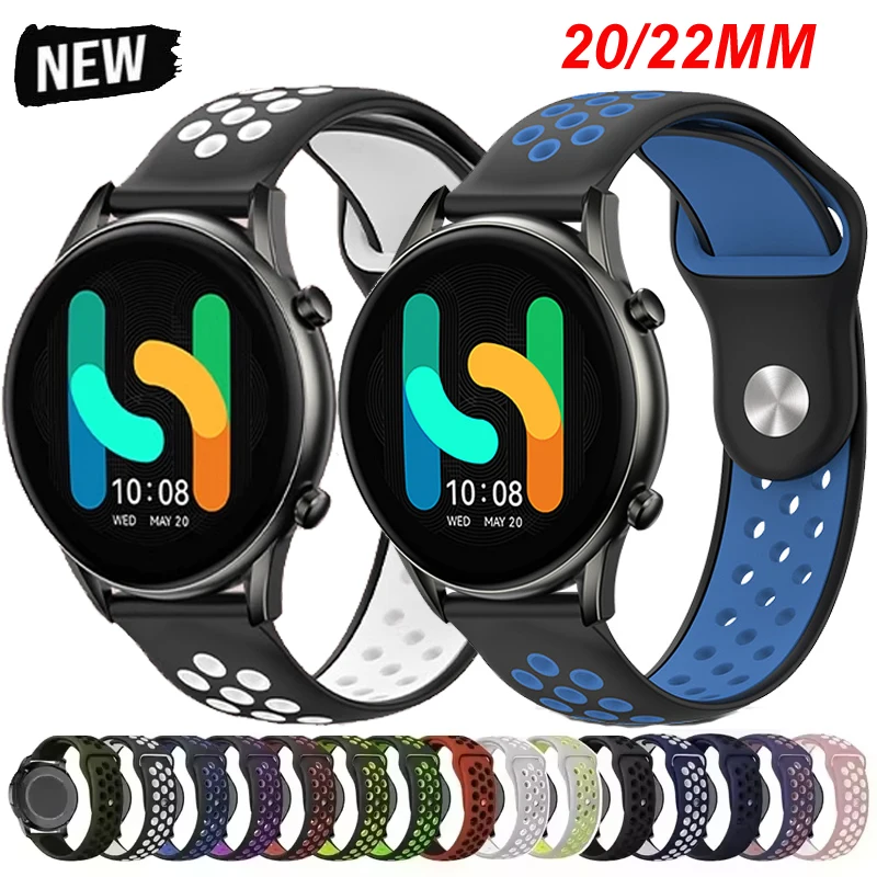 Фото Спортивный силиконовый ремешок 20 мм 22 мм для Haylou Watch 2 Pro/Solar 5/Lite/Solar Plus RT3/RS4 4Plus, браслет для Haylou RS5 R8 S8 №1