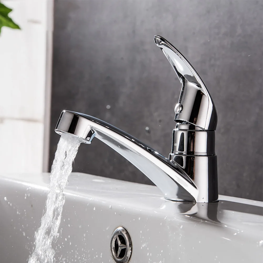 

Chrome Single Handle Zinc Alloy Faucet Single Hole Basin Tap Sink Water Tap Bathroom & Kitchen Supplies