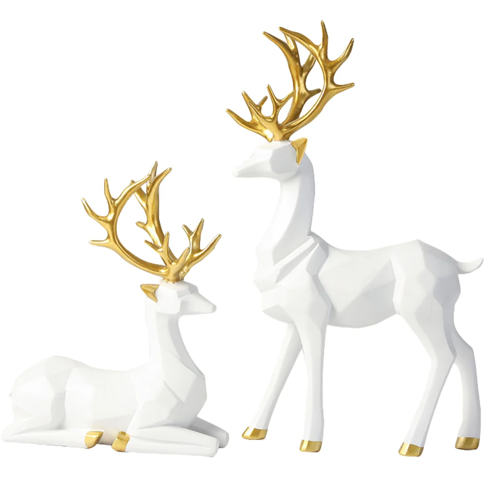 

2 Pcs Stand Decor Items Origami Elk Ornaments Reindeer Christmas Decoration Fairy White Figurine
