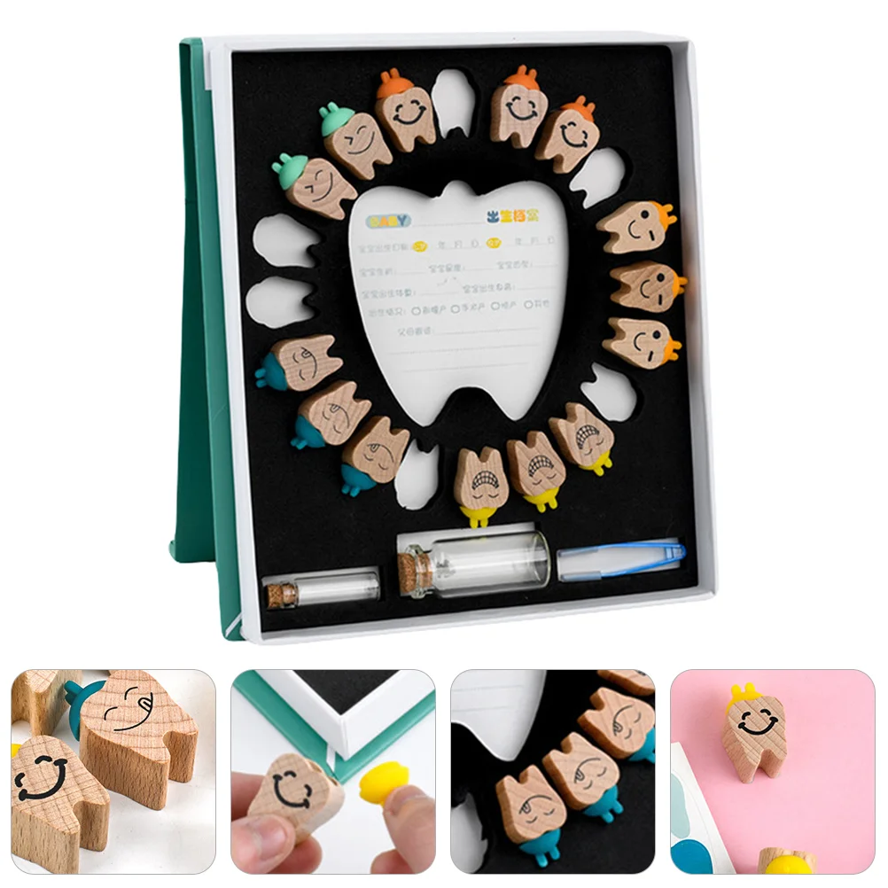 

1 Set of Wooden Baby Deciduous Tooth Box Creative Baby Tooth Preservation Case