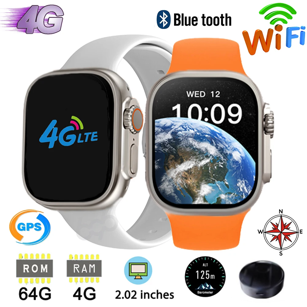 

S8 Ultra Men Smart Watch RAM 4GB ROM 64GB 2.02" Wifi GPS Bracelet X8 ULtra 4G Call Compass Sports Sim Card Women 2023 Smartwatch