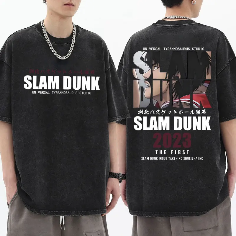 

Hot Anime Slam Dunk Washed T Shirt Ryota Miyagi Hisashi Mitsui T-Shirts Men Shohoku Basket Ball Team Cotton Vintage Wash Tees
