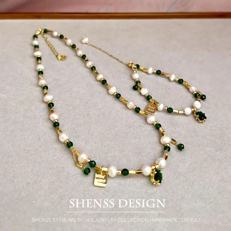 Женское ожерелье с подвеской из натурального пресноводного жемчуга 5-6 мм