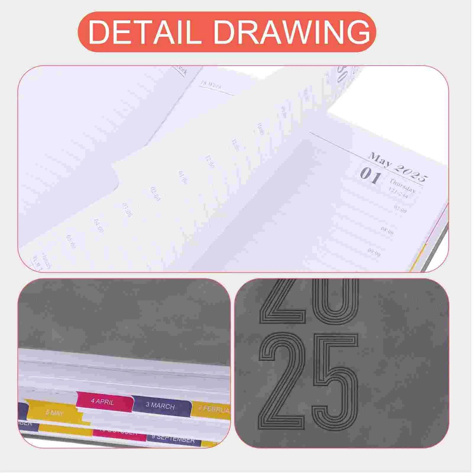 Блокнот 2025 Износостойкий Agenda Удобный ежедневник 2100X1450X180CM Серый офис