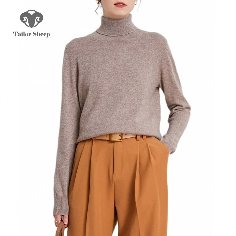 

Tailor Sheep 100% Pure Merino Wool Sweater Women's Winter Turtleneck Pullover Threaded Long Sleeve Knitted Jumper Bottoming Tops
