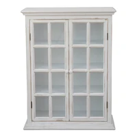 Against the Wall French Countryside Vintage White Glass Doors Decorative Wood Home Storage Side Cabinet