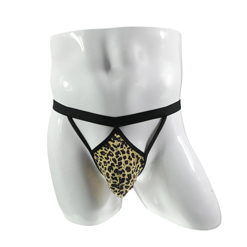 

Open Butt G-string Hollow Out Panties Men Sexy Big Pouch Leopard Underwear Low Waist T-back Thong Gay Briefs Soft Underpant