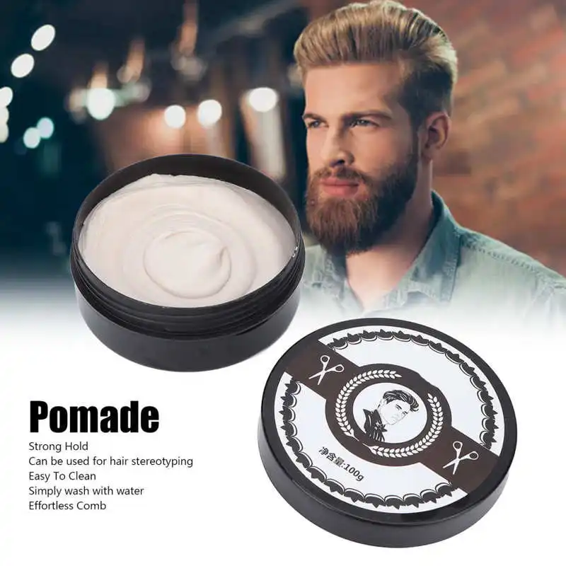 

Помада для волос для мужчин, профессиональный домашний салонный гель для сильной фиксации, воск для укладки для парикмахеров, 3,5 унции, пома...